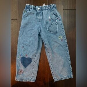 next Blue Embroidered Heart & Star Denim Jeans